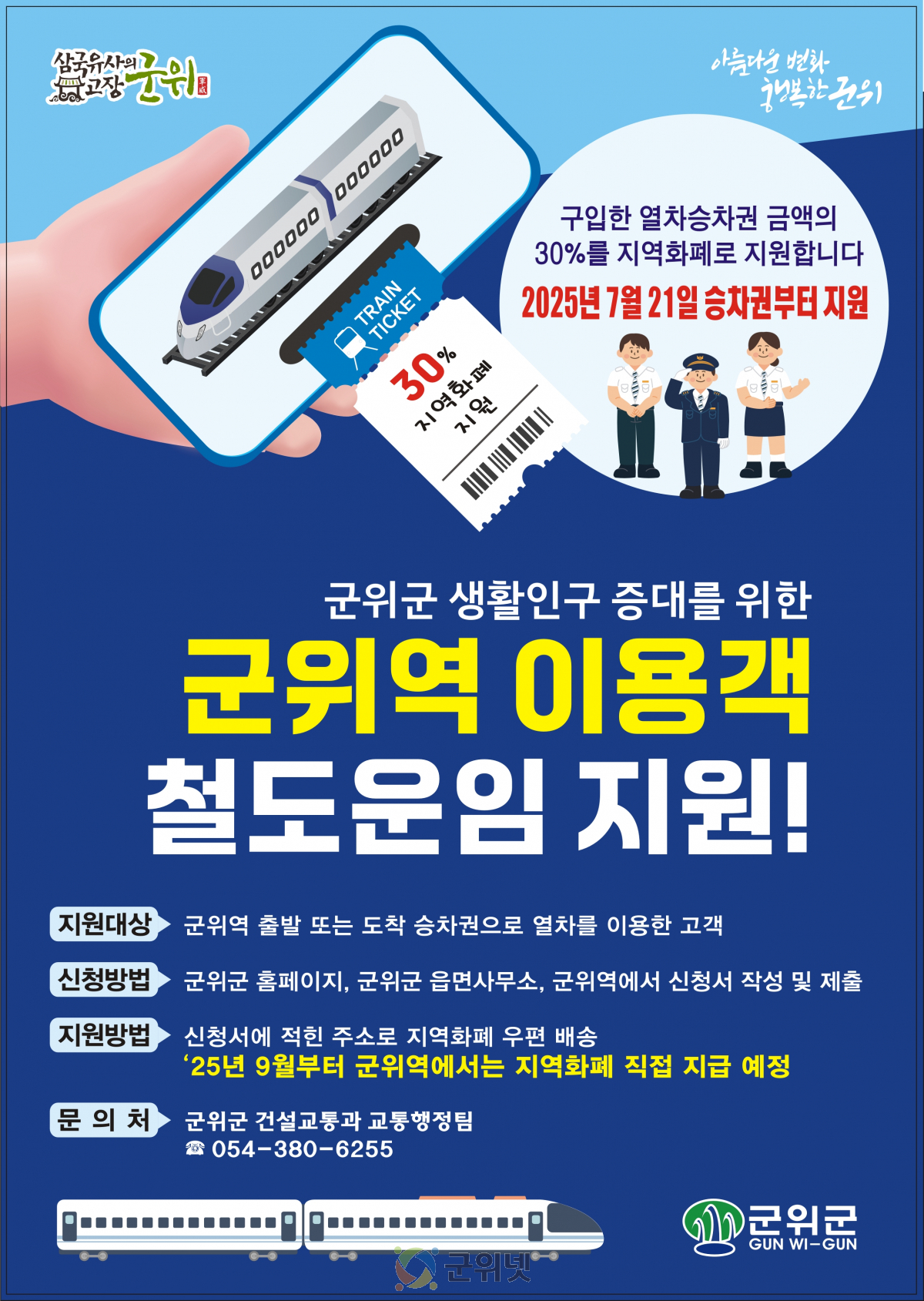 군위군, 군위역 이용객 철도이용비 지원 시행! 이미지