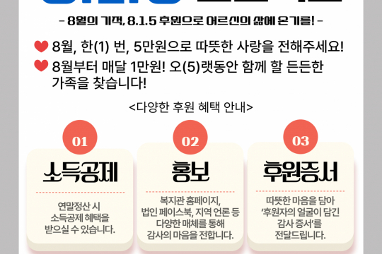 군위군노인복지관 ‘8.1.5 프로젝트’ 후원 캠페인  본격 시작