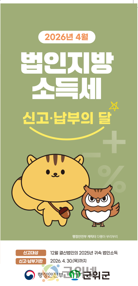 군위군, 법인지방소득세 신고·납부의 달 홍보