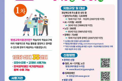 경북도 교육 소외계층 5,388명에 평생교육 이용권 지원 이미지